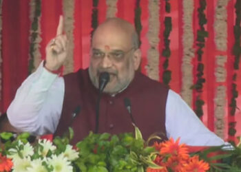 Amit Shah addressees a public rally in Jammu and Kashmir’s Rajouri