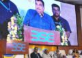 Nitin Gadkari rings the bell at Bombay Stock Exchange  in Mumbai marking the listing of NHAI InvIT Non Convertible Debentures