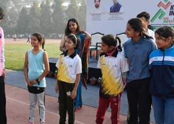 Union Minister, Anurag Singh Thakur  kicks off ‘Khelo India Dus ka Dum’ as part of International Women’s Day’s celebrations  at a mega opening ceremony at JLN Stadium in New Delhi
