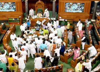 Loksabha adjourned amid ruckus over Rahul Gandhi’s democracy remarks