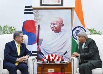 South Korean Foreign Affairs Minister Park Jin calls on Vice President Jagdeep Dhankhar in Delhi