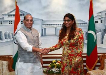 Union Defence Minister Rajnath Singh holds bilateral delegation-level talks with the Maldivian Defence Minister Mariya Ahmed Didi