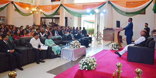 Union Minister Rajnath Singh interacts with Indian diaspora in Nigeria