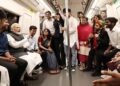 PM Modi takes a rides in Delhi Metro to attend DU centenary celebrations