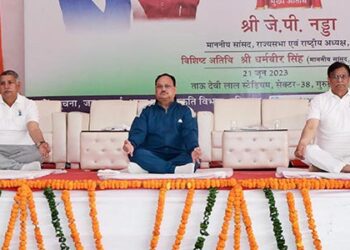 International Yoga Day 2023: JP Nadda participates in mass Yoga demonstration