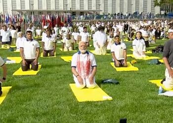 PM Modi performs Yoga on International Yoga Day at UN headquarters in New York