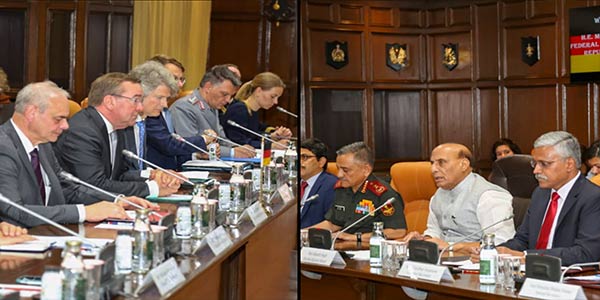 Raksha Mantri & Defence Minister of Germany hold talks to enhance bilateral defence cooperation, particularly industrial partnership