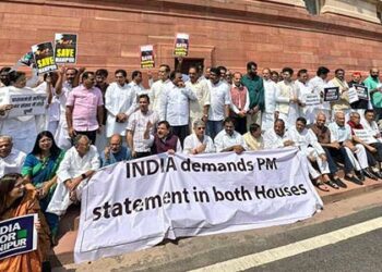 Manipur issue: Opposition parties protest, demand PM Modi’s statement in Parliament