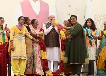 PM Modi celebrates ‘Nari Shakti’ at BJP headquarter