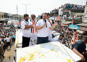 Rahul Gandhi holds road show in Telangana