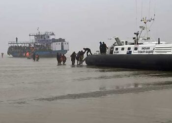 Indian Coast Guard rescues 182 pilgrims stranded on a grounded ferry off Kakdwip