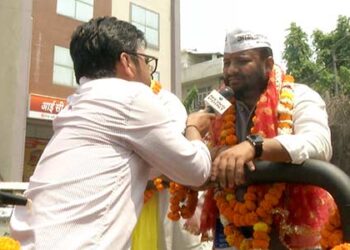 AAP candidate Kuldeep Kumar from East Delhi holds road show