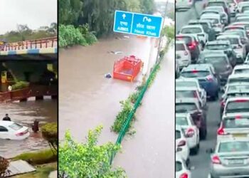 Heavy rain in Delhi-NCR leaves roads flooded, cars submerged, traffic jam