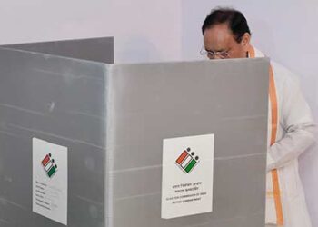 BJP President JP Nadda casts his vote in Bilaspur, Himachal Pradesh