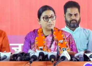 Smriti Irani attacks Congress during the party campaign in Rohtak, Haryana